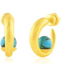 Arvino - Chunky Turquoise Hoops - Lyst