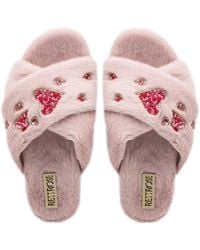 Rettrose - Kaylee Dusky Luxury Plush Diamanté Embellished Handmade Slipper - Lyst