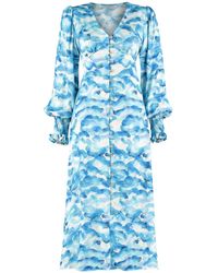 Lavaand - The Lucy Long Sleeve Midi Dress In Sky - Lyst