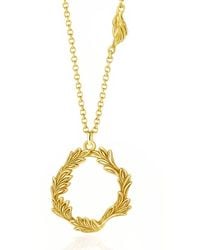 Unaloe - Antigua Sterling Necklace With Plating And Leaf Circle Pendant – Nature-Inspired Elegant Jewelry For - Lyst