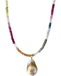 Herself Collections - Baroque Pearl Pendant Sapphire Necklace - Lyst