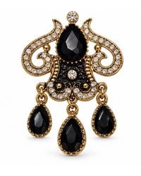 By Ozge - Midnight Guardian Onyx & Zircon Vintage Brass Gothic Statement Brooch - Lyst
