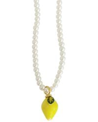 POPORCELAIN - Mini Porcelain Lemon Swarovski Pearl Necklace - Lyst