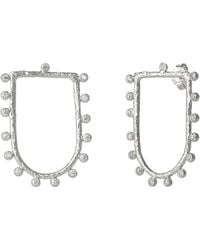 Spero London - Sterling Shield Crown Natural Textured Earrings - Lyst