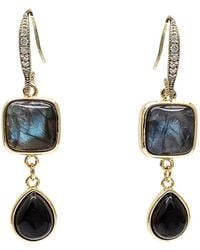 Farra - Labradorite With Teardrop Obsidian Earrings - Lyst