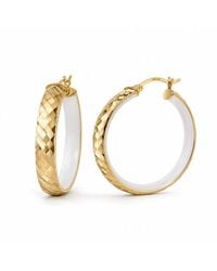 Gold & Honey - Hammered Hoop Earrings With Enamel - Lyst