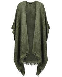 Zhenabia - Neutrals Waffle Poncho Khaki - Lyst