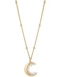 Vanhi - Crescent Moon Crystal Charm Beaded Necklace - Lyst