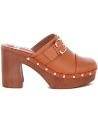 Rag & Co - Septim Genuine Leather Studded Clog Heels - Lyst
