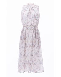 Carloslines - Sleeveless Smocked Waist Tie Front Dress With Pockets - Lyst