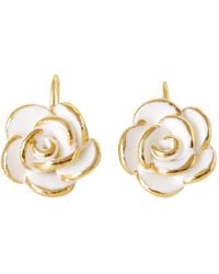 POPORCELAIN - Golden White Cloud Rose Hook Earrings - Lyst