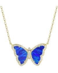 KAMARIA - Opal Butterfly Necklace With Stripes - Lyst