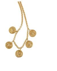 Opium Jewels - Vintage Charm Necklace With Plated Shiva Dog & Durga Lion Amulets - Lyst