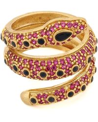 Ebru Jewelry - Mystic Serpent & Ruby Stone Triple Wrap Ring - Lyst