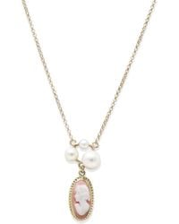 Vintouch Italy - Lilith Gold-plated Pink Cameo And Pearl Necklace - Lyst