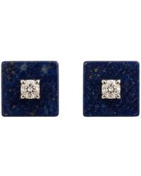 Lily Flo Jewellery - Lapis Lazuli And Diamond Square Stud Earrings - Lyst