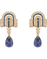 LÁTELITA London - Savoy Art Deco Drop Earrings Sapphire - Lyst