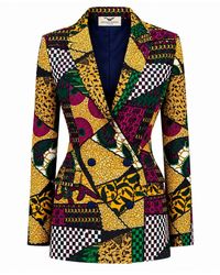 Ohema Ohene - Double-Breasted African Print Blazer - Lyst