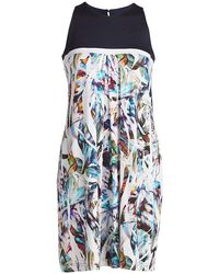 Conquista - Sleeveless Solid Colour & Print Dress - Lyst