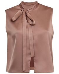 Audrey Vallens - Satin Pussy Bow Top - Lyst