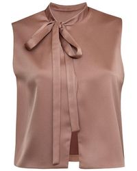 Audrey Vallens - Satin Pussy Bow Top - Lyst