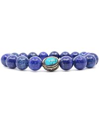 Shar Oke - Natural Turquoise Tibetan & Lapis Lazuli Beaded Bracelet - Lyst