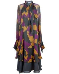 Rua & Rua - Pure Silk Double-Layer Dress With Abstract Print - Lyst