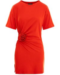 ROSERRY - Carmen Mini Dress With Fixed Rosette Detail - Lyst