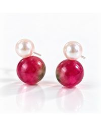 Ninemoo - Baie Rose Tourmaline Pearl Earrings - Lyst