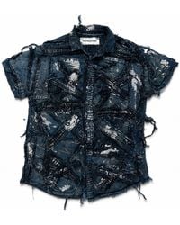 Zasta Studio - Wearable Ruins Shredded Denim Colored Short-Sleeve Shirt - Lyst
