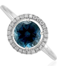 Artisan - Solid White Gold London Blue Topaz Diamond Handmade Ring - Lyst