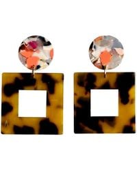 CLOSET REHAB - Neutrals Small Open Square Drop Earrings - Lyst