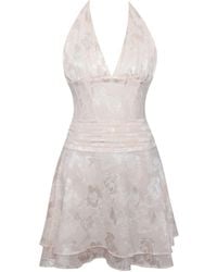 Miss Circle New York - Quintana Jacquard Textured Slit Halter Mini Dress - Lyst