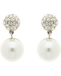 Emma Holland Jewellery - Platinum Pave & Pearl Clip Earrings - Lyst