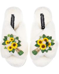 Laines London - Neutrals Classic Laines Slippers With Bouquet Brooches - Lyst