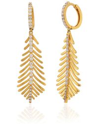 Milou Jewelry - Rowan Leaf Drop Earrings - Lyst