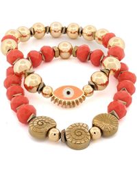 Ebru Jewelry - Evil Eye & Shell Symbol Beaded Protection Bracelet Set - Lyst
