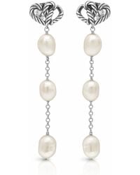 Unaloe - Sterling Intertwined Heart Baroque Pearl Drop Earrings – Contemporary Symbolic Designer Jewelry - Lyst
