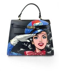 Maison Rubaiyat - Lulu Hand-Painted Leather Top Handle Bag – Gulf - Lyst