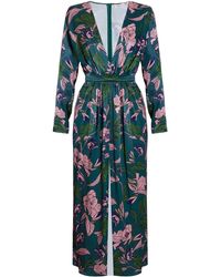 UNDRESS - Enora Floral Print Midi Dress With Deep V Neck - Lyst