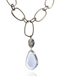 Rare Matters Jewelry - Lux Statement Moonstone Double Drop Pendant Necklace - Lyst
