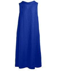 Haris Cotton - Midi Back Tie Linen Dress - Lyst