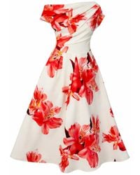 Girl In Mind - Betty Asymmetric Floral Print Midi Dress - Lyst