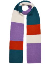 INGMARSON - Ribbed Colour Block Wool & Cashmere Scarf Lilac - Lyst