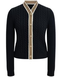 Roch Perel - Neutrals Contrast Cable Knit Cardigan - Lyst
