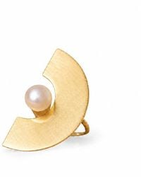Silver Moon - Moonlit Reverie-Plated Sterling Pearl Ring - Lyst