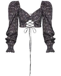 NAZLI CEREN - Lolly Tie Back Printed Poplin Top - Lyst
