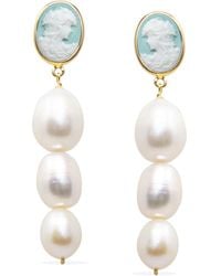 Vintouch Italy - Portrait Of A Girl Cameo And Pearl Earrings - Lyst