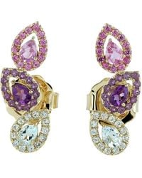 Artisan - 14K Sapphire, Amethyst & Topaz Stud Earrings - Lyst