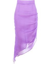 AVENUE No.29 - Asymmetric Gathered Silk Midi Skirt - Lyst